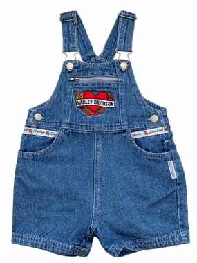 Harley Davidson Baby/Toddler Girls Overall Shortall  Bibs Size 12 Months